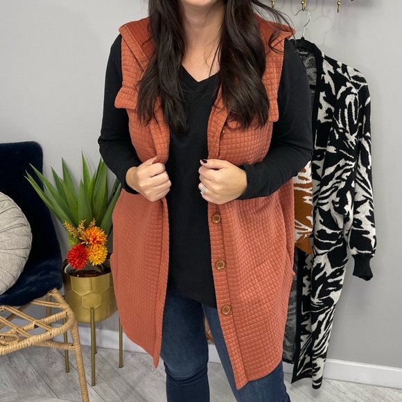 Rust Orange Sleeveless Vest - Picture 3 of 4